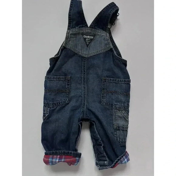 6M Osh Kosh Flannel Lined Denim Overalls - Picture 4 of 7
